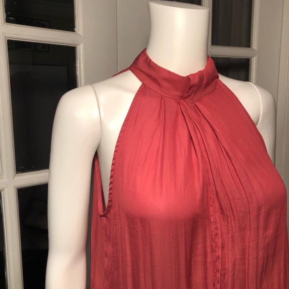 Zara Color Block Slit Open Back High Halter Neck - image 8